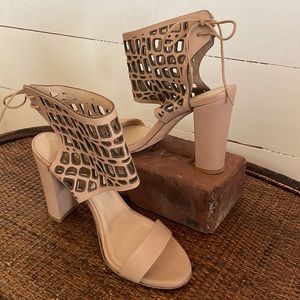 Dee Keller Blake Nude Laser Cut Design Heeled Sandal, Size 38